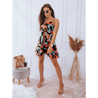 Crna haljina bez naramenica s printom