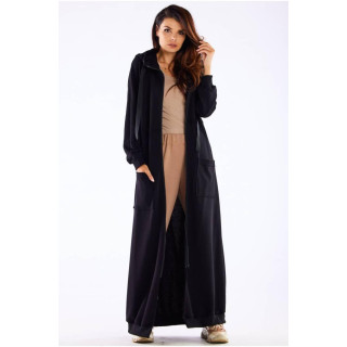 Duga crna majica s kapuljačom