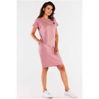 Roza ljetna haljina s kratkim rukavima