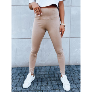 Bež rebraste tajice s visokim strukom