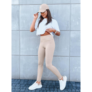 Bež ženske tajice s visokim strukom