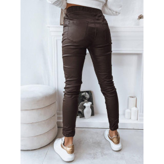 Tamno smeđe ženske hlače s gumicom u struku