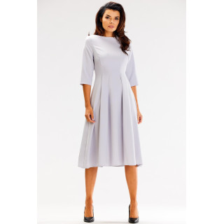 Siva lepršava haljina s 3/4 rukavima