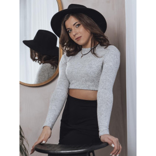 Ženski kratki svijetlo sivi džemper