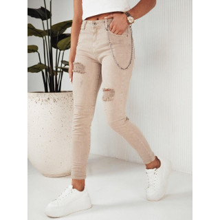 Tamno bež ženske traperice s lancem