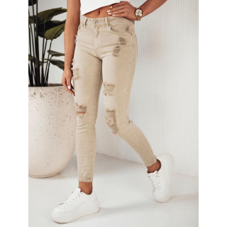 Nježne bež traperice s rupama