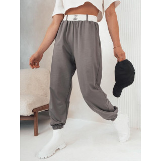 Široke tamnosive hlače s visokim strukom