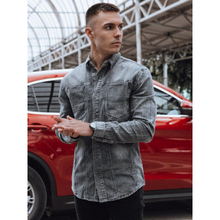 Muška teksas košulja sive boje