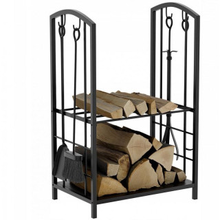 Metalni stalak za drva s dodacima