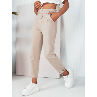 Bež ženske traperice s visokim strukom