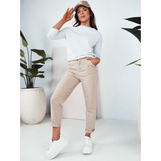 Bež ženske traperice s visokim strukom