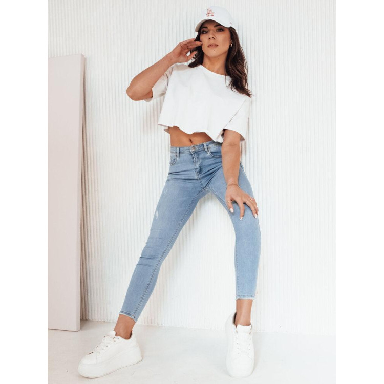 Svijetloplave ženske traperice s rubovima UY1979