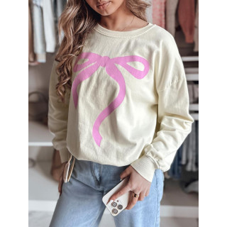 Ženska bež majica s printom mašnica BY1356