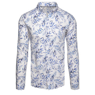 Muška bijela košulja s plavim lišćem DX2640