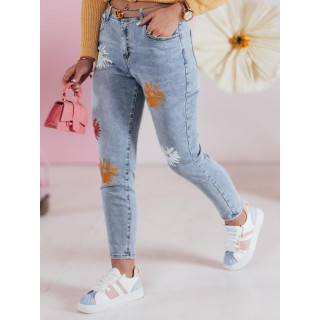 Ženske plave traperice s cvjetnim printom UY2467