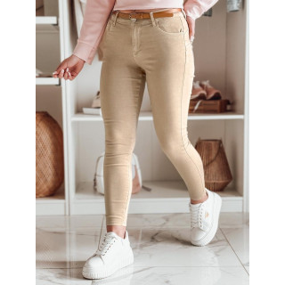 Bež ženske traperice s remenom UY2455