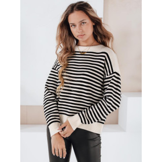 Ženski bež prugasti pulover MY2523