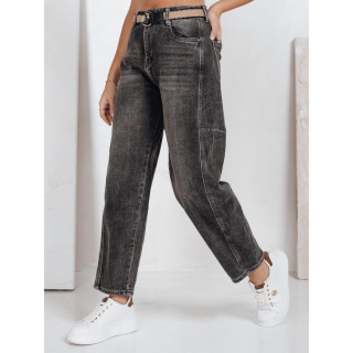 Široke crne traperice s remenom UY2744