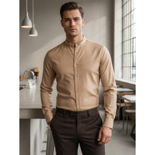 Bež muška košulja sa stojećim ovratnikom DX2601