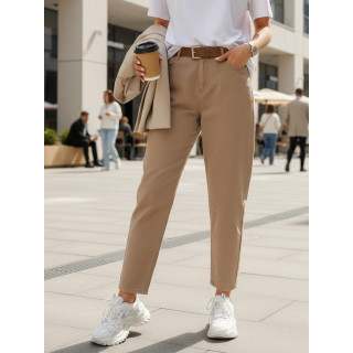 Bež ženske mom fit traperice s remenom UY2880