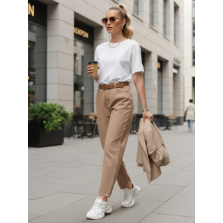 Bež ženske mom fit traperice s remenom UY2880