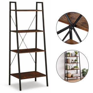 Potkrovlje crno-smeđe biblioteke s 4 police