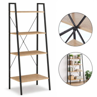 Svijetlosmeđa potkrovna biblioteka s 4 police