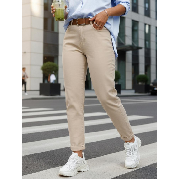 Ženske bež traperice mom fit UY2896