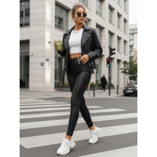 Voskane crne tajice visokog struka UY2855