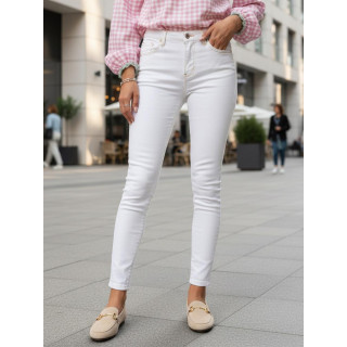 Bijele ženske uske traperice visokog struka UY2863