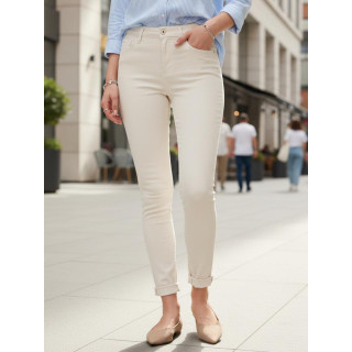 Ženske bež uske traperice visokog struka UY2864