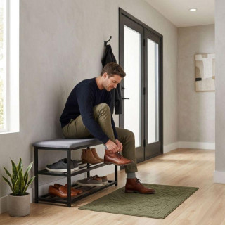 Ormarić za cipele s tapeciranim sjedalom i 2 police