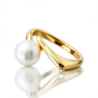 Ženski pozlaćeni prsten s biserom