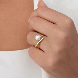 Ženski pozlaćeni prsten s biserom