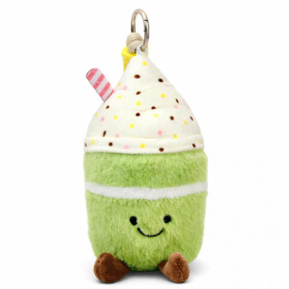 Plišani privjesak za ključeve od matcha tijesta s osmijehom i šlagom