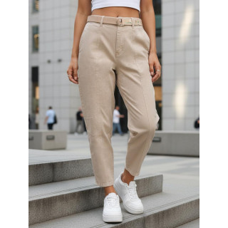 Bež ženske mom fit traperice s remenom UY2917