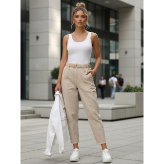 Bež ženske mom fit traperice s remenom UY2917