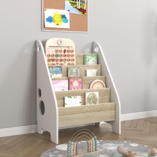 Dječja Montessori knjižnica - bijela + hrast