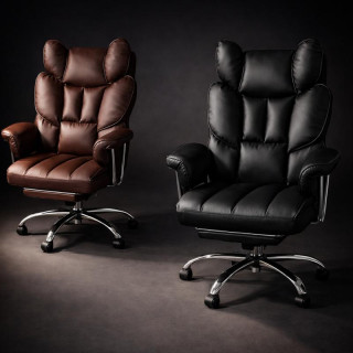 Crna kožna uredska stolica s osloncem za noge