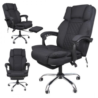 Crna platnena uredska stolica s osloncem za noge