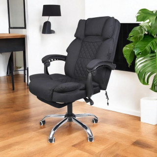 Crna platnena uredska stolica s osloncem za noge