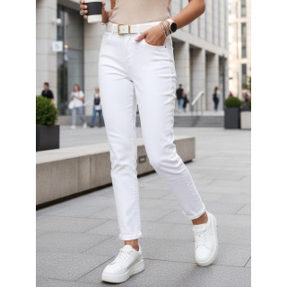 Bijele ženske mom fit traperice s remenom UY2924