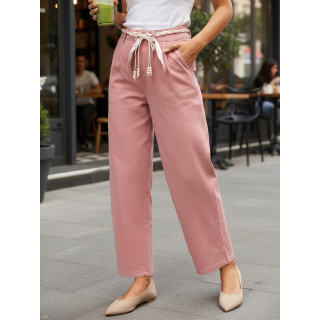 Ženske pamučne hlače ružičaste boje UY2904