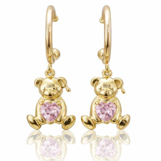 Ženske naušnice s medvjedićem i ružičastim srcem