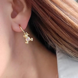 Ženske naušnice s medvjedićem i ružičastim srcem